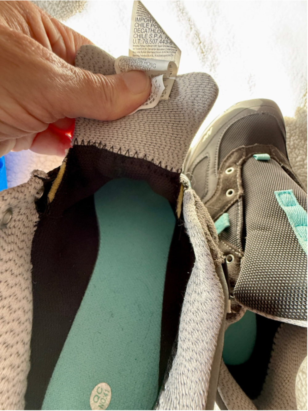 Women's Quechua Waterproof Athletic Shoes Grey Blue Size 8 - Picture 11 of 12